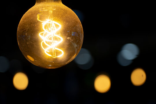 ornamental incandescent lamp with helicoidal filament for a relaxed atmosphere.