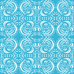 Seamless pattern of contour hand drawings decorative textured design elements