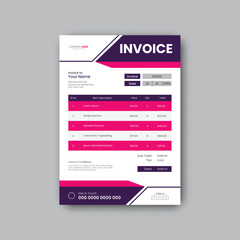Corporate modern bill form or invoice design template.