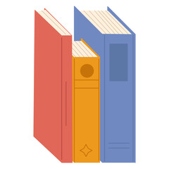 Study books pile. Stack of books. School books pile. Bookstore, library icon. Science literature, dictionary. Studies symbol. Textbook stack for reading. Vector illustration.
