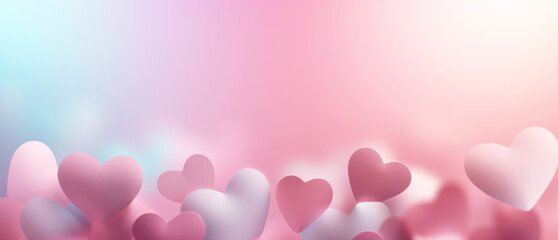 Fototapeta premium Pink hearts background, festive valentine background