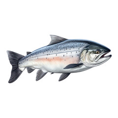Obraz premium Wild Atlantic salmon fish isolated on white background
