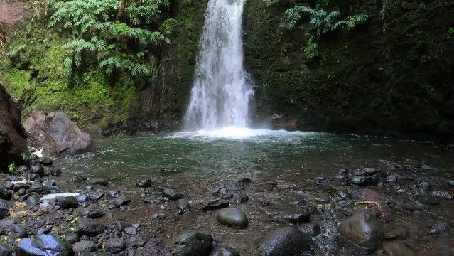 Waterfall 'Cascata do Salto do Prego' in the Island of Sao Miguel, close to Furnas, in Azores, Portugal