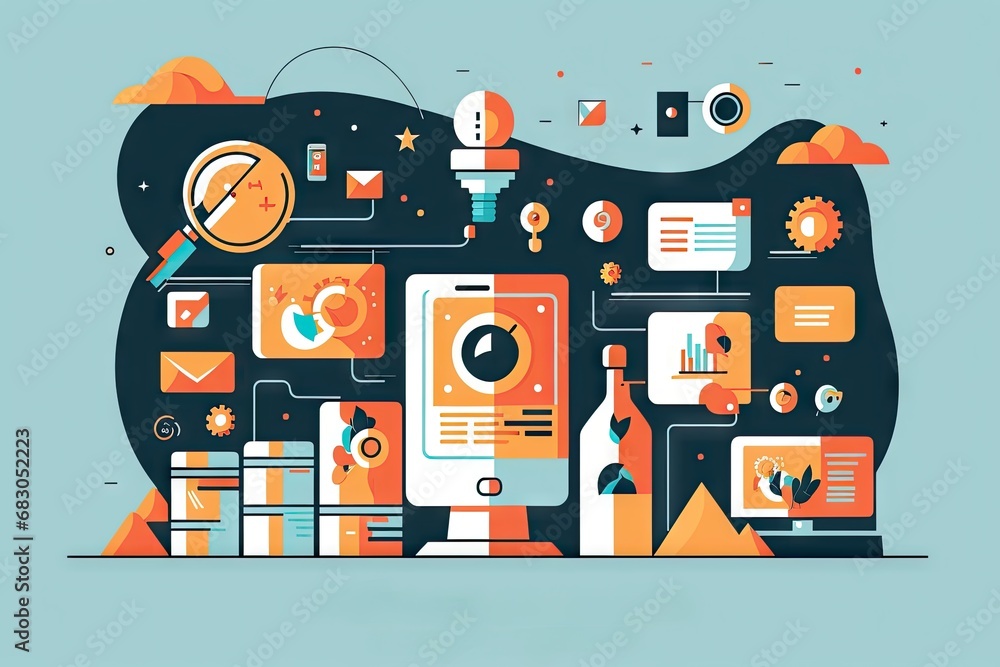Poster flat design modern illustration concept for web and mobile applications