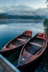 Rowing boats on a lake