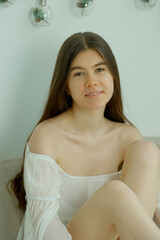 Portrait of a pretty girl with long hair