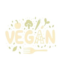 Obraz premium vegan typography illustration veggies