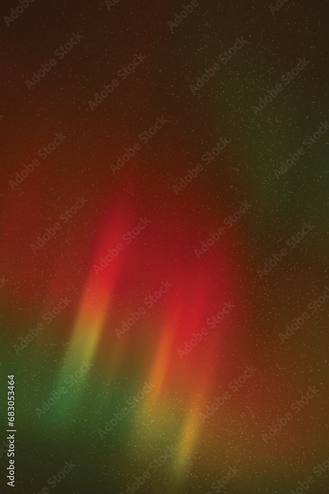 Sticker red green aurora borealis. night starry sky and northern lights