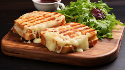Grilled sandwich. Classic French grilled sandwich. Toasted bread, ham and cheese.