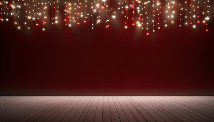 Modern christmas background with holliday lights on red, yellow and golden colors