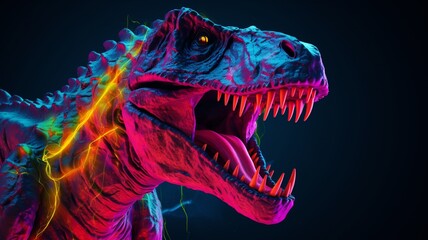 Allosaurus animal neon Color AI Generated pictures