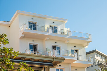 New modern architecture, construction. Investment in real estate. Residential neighborhood in Albania Saranda.
