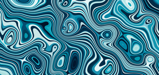 Blue water top view textured pattern trendy design. Optical interference effect of the illusion of movement. Reflections of sun in surface of ocean, swimming pool or sea.