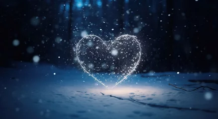 Poster Beautiful winter scene of love and romance. The tree is the heart of Winter Wonderland. © DZMITRY