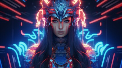 Fototapeta premium Ainu people neon Color AI Generated pictures