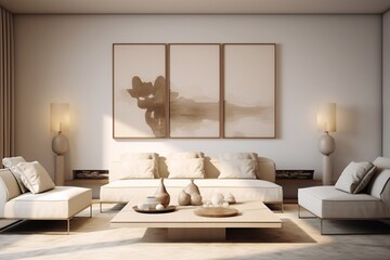 Fototapeta na wymiar Modern living room huge interior design with photoframe