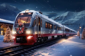 polar express train. christmas decoration - obrazy, fototapety, plakaty