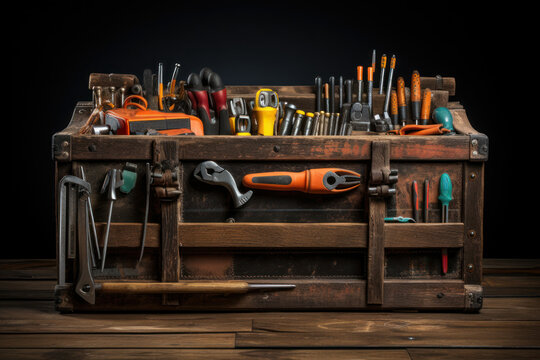 Wooden Toolbox Full Of Equipment Stock Illustration - Download Image Now -  Toolbox, Work Tool, Vector - iStock