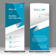 Business Roll up banner template design, for brochure, business, flyer, infographics. modern x-banner and flag-banner advertising. vector illustration