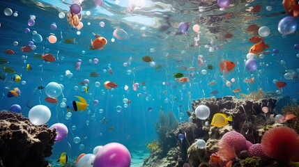 Fototapeta na wymiar Colorful Underwater Marine Life in a Captivating Aquarium Environment
