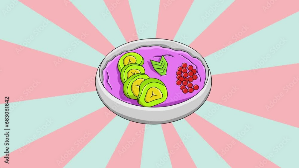 Wall mural animation of a green banana ice icon with a rotating background