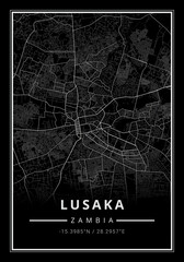 Street map art of Lusaka city in Zambia - Africa - 683062043