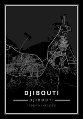 Street map art of djibouti city in djibouti  - Africa