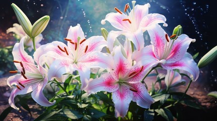 Plant pink lily gardening white beauty nature flower green blossom blooming summer floral