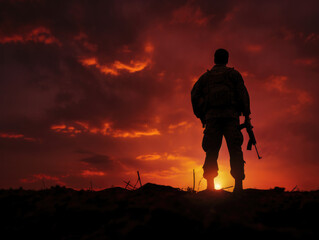 Fototapeta premium silhouette of a soldier