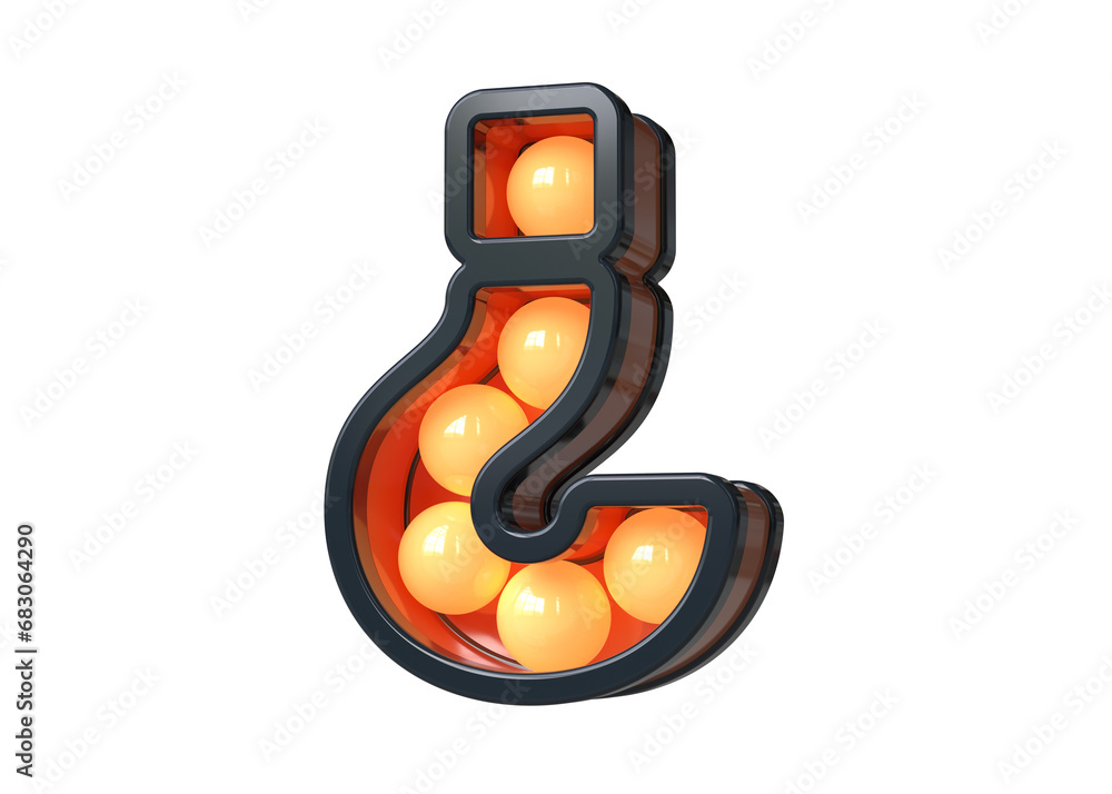 Aufkleber 3d light bulb marquee in the shape of question mark in blue and orange. high quality 3d rendering.