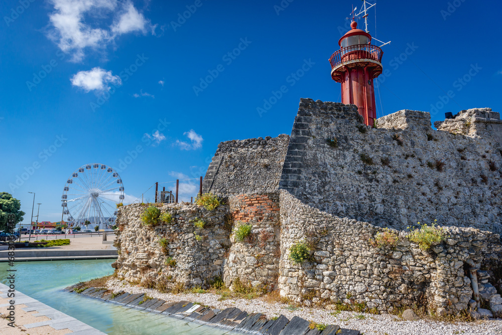 Canvas Prints Lighthouse and Santa Catarina Fort in Figueira da Foz city, Coimbra District of Portugal