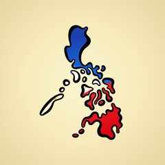 Philippines - Map colored with flag