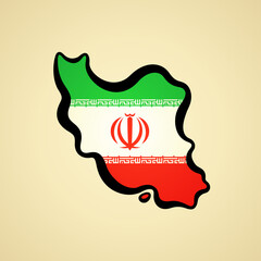 Iran - Map colored with flag