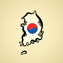 South Korea - Map colored with flag