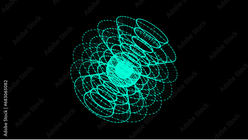 Aufkleber abstract blue sphere with connecting dots and lines. wireframe technology sphere. big data visualiza