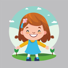 A vector illustration of a happy kid playing in the park