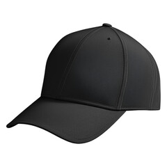 Blank Black Baseball Cap Isolated on Transparent Background