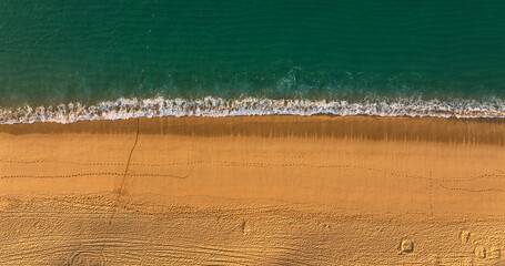 Golden Sands and Emerald Waters Overhead Aerial of Cabo San Lucas Beach
