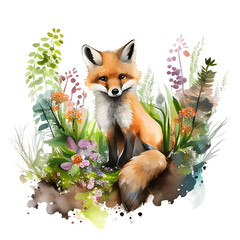 Watercolor Baby Fox