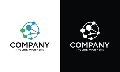 Global tech logo design Premium Vector on a black and white background.