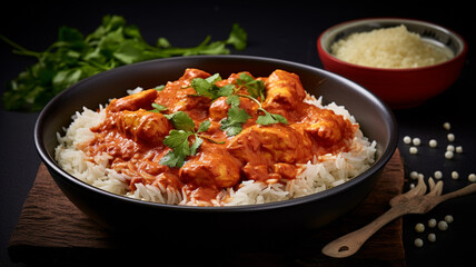 chicken tikka masala curry with naan