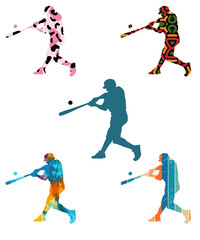 Vector set of Baseball Players Silhouettes