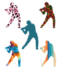 Vector set of Baseball Players Silhouettes