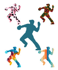 Vector set of Baseball Players Silhouettes