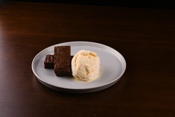Ice cream and brownie