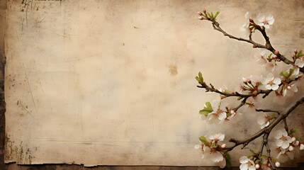 old paper with cherry blossom