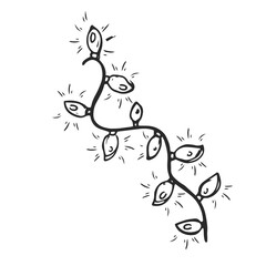 Vector illustration of garlands for decorating Christmas trees, houses, rooms in the Doodle style. The concept of a holiday, new year, Christmas, carnival, romance.