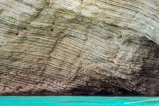 Rocks seen from boat next to Chomi beach known as Paradise beach near Palaiokastritsa village on Corfu Island, Greece