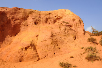 Landscape of Ochre trail called Provencal Colorado in Rustrel town, Provence in France