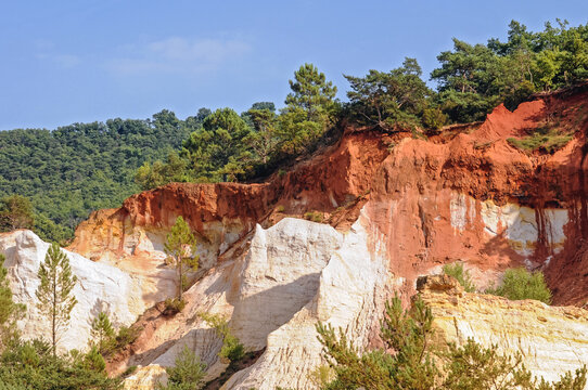 Nature park, Ochre trail called Provencal Colorado in Rustrel town, Provence in France